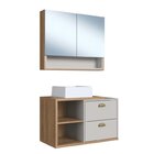 Conjunto Para Banheiro Gabinete Suspenso 80cm 2 Gavetas Com C