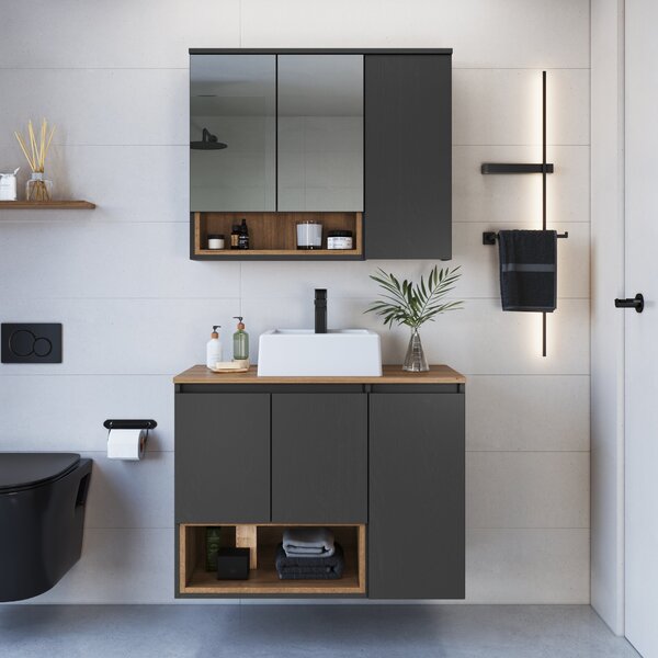 Conjunto Para Banheiro Gabinete Suspenso 80cm Com Cuba E Espe