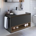 Conjunto Para Banheiro Gabinete Suspenso 80cm Com Toalheiro C