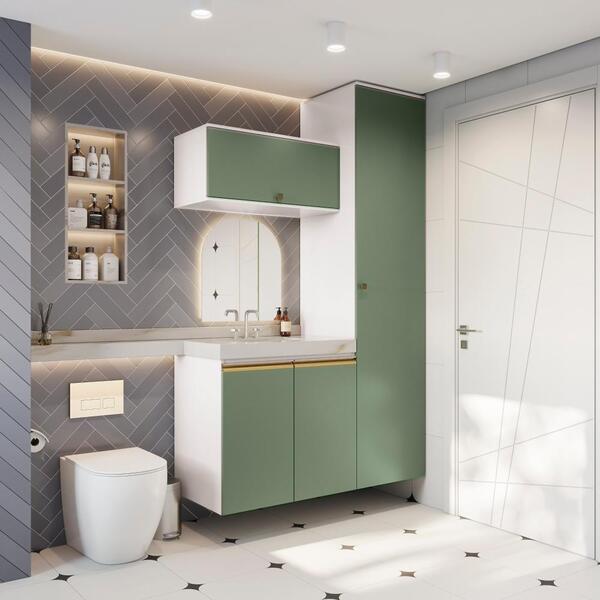 Conjunto Para Banheiro Kappesberg Celeste 3 Peças Branco/verd