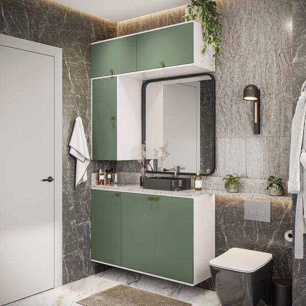 Conjunto Para Banheiro Kappesberg Celeste 4 Peças Branco/verd