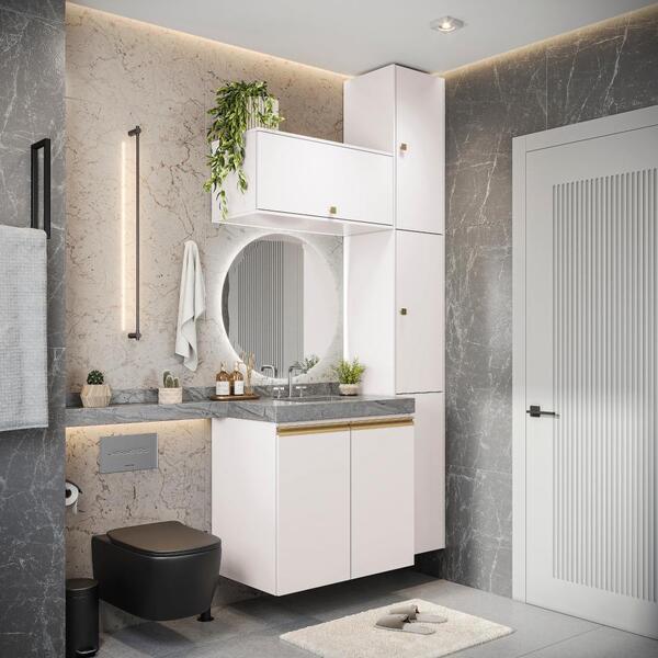 Conjunto Para Banheiro Kappesberg Celeste 5 Peças Branco 116,