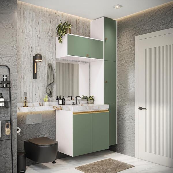 Conjunto Para Banheiro Kappesberg Celeste 5 Peças Branco/verd