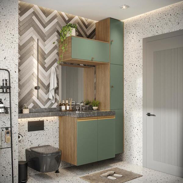 Conjunto Para Banheiro Kappesberg Celeste 5 Peças Nogueira/ve