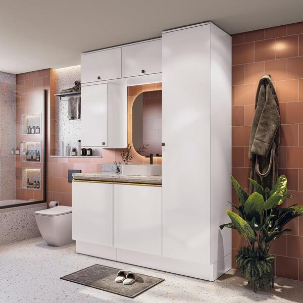 Conjunto Para Banheiro Kappesberg Celeste 6 Peças Branco 170cm