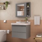 Conjunto Para Banheiro Lavatório Em Porcelanato Com Cuba Escu