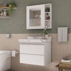 Conjunto Para Banheiro Lavatório Em Porcelanato Com Cuba Escu