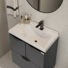 Conjunto Para Banheiro Luiza 60 Suspenso Espelho Redondo - Fa