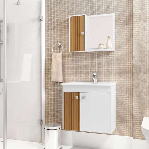 Conjunto Para Banheiro Munique Branco E Marrom