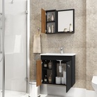 Conjunto Para Banheiro Munique Preto Ripado - Bechara Móveis