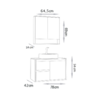 Conjunto Para Banheiro Nicole 80 Suspenso Espelheira E Cuba -