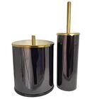Conjunto Para Banheiro Preto Brilhante E Dourado By Fineza