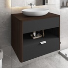 Conjunto Para Banheiro Santorini Preto Fosco/nogal - Bechara