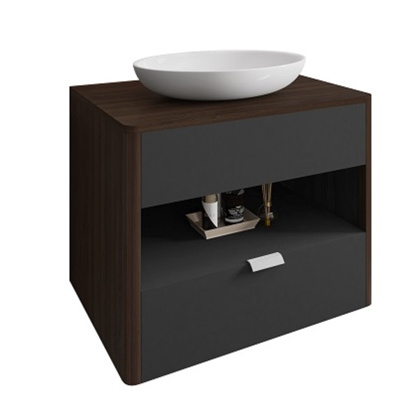 Conjunto Para Banheiro Santorini Preto Fosco/nogal - Bechara