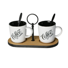 Conjunto Para Café Suporte Bambu 2 Canecas 2 Colheres Lyor