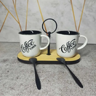 Conjunto Para Café Suporte Bambu 2 Canecas 2 Colheres Lyor