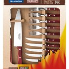 Conjunto Para Churrasco Inox 14 Peças Marrom 33cm Tramontina