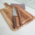 Conjunto Para Churrasco Madeira 3 Peças Kit Garfo Faca E Tábu
