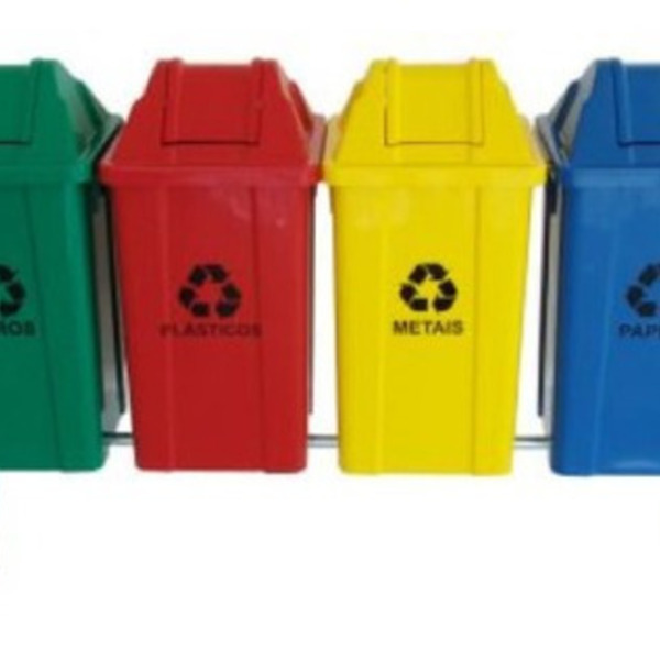 Conjunto Para Coleta Seletiva 60l Com 4 Lixeiras Com Suporte