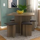 Conjunto Para Cozinha Mesa 4 Lugares Quadrada 4 Banquetas Esp