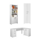 Conjunto Para Escritório 1 Mesa De Canto 2 Armários Altos Not