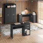 Conjunto Para Escritório 2 Mesas E 1 Armário Multiuso 4 Porta