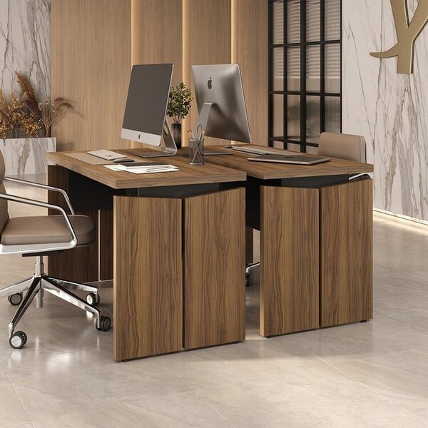 Conjunto Para Escritório 2 Mesas Operacionais 1250 Em Tambura