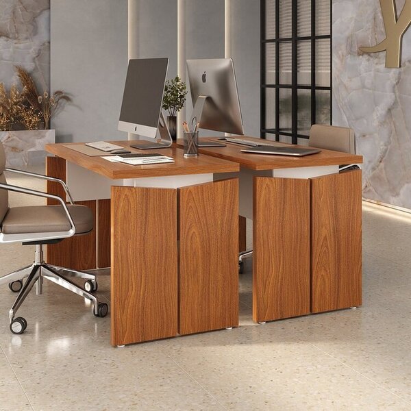 Conjunto Para Escritório 2 Mesas Operacionais 1250 Em Tambura