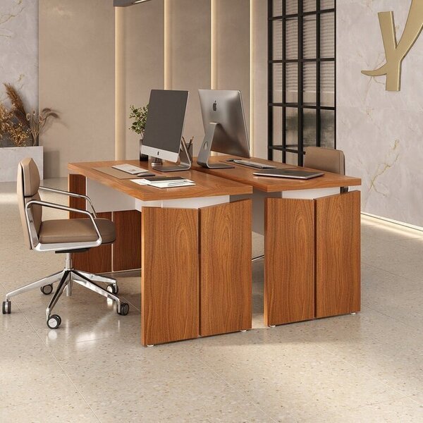 Conjunto Para Escritório 2 Mesas Operacionais 1450 Em Tambura