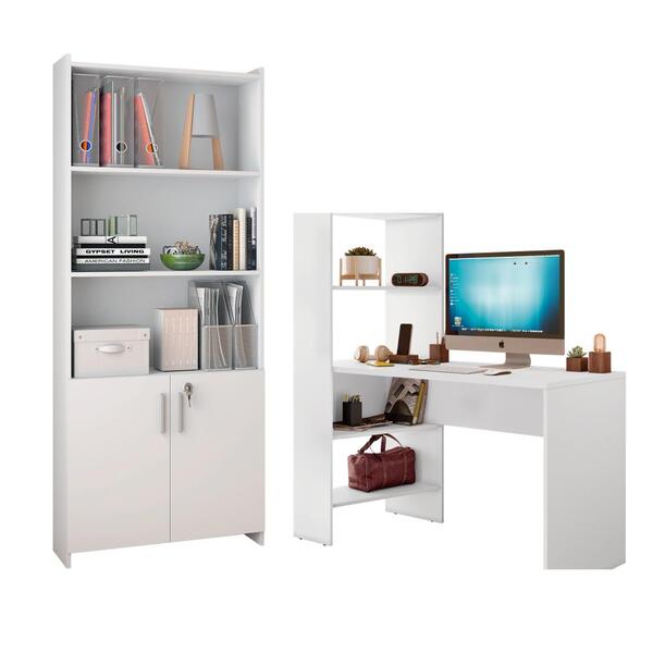 Conjunto Para Escritório 2 Peças Com Escrivaninha E Armário N