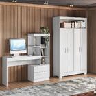 Conjunto Para Escritório 2 Peças Com Mesa E Armário 4 Portas