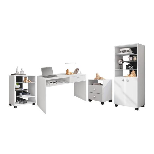 Conjunto Para Escritório Completo Maks Branco Preto