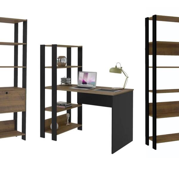 Conjunto Para Escritório Match Com 2 Estantes E 1 Mesa Artely