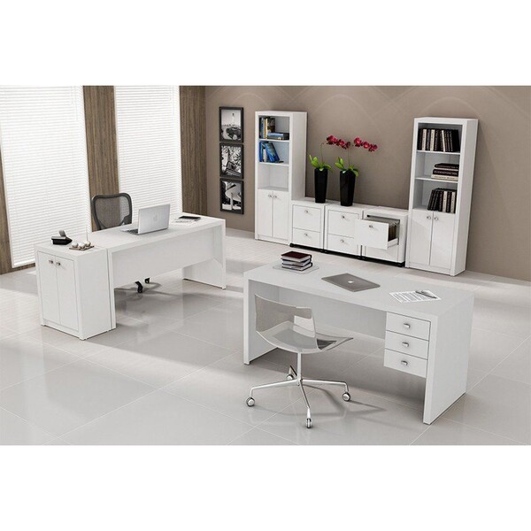 Conjunto Para Home Office Com 08 Peças Branco G69 - Tecno Mob
