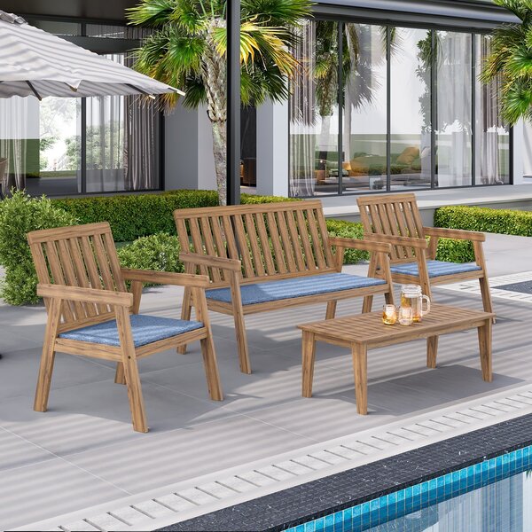 Conjunto Para Jardim 4 Peças 3 Poltronas 1 Mesa De Centro Fam