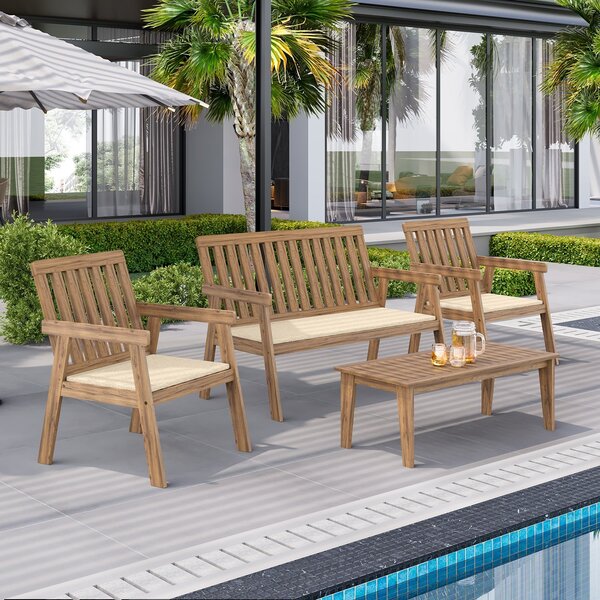 Conjunto Para Jardim 4 Peças 3 Poltronas 1 Mesa De Centro Fam