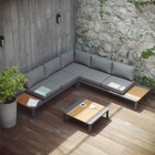 Conjunto de Sofá com Mesa de Centro para Jardim 169x75cm Bali 5 Lugares Alumínio e Teca Cinza e Marrom Naterial