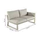 Conjunto de Sofá com Mesa de Centro e Poltrona para Jardim 144x61,5cm 6 Lugares Alumínio e Teca Bege Elani Naterial