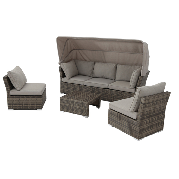 Conjunto Para Jardim Aluminio 4 Pecas Canopy Marrom Leroy Merlin