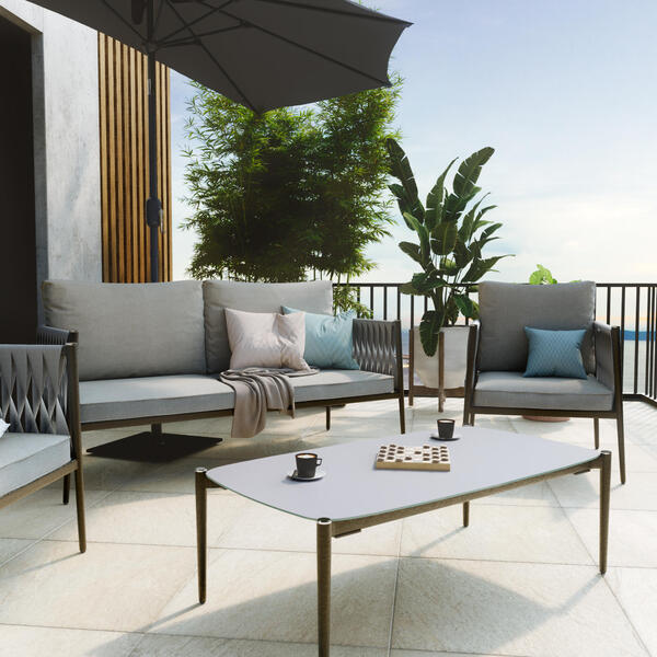 Conjunto para Jardim Alumínio Henio 4 peças Cinza Naterial