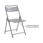 Conjunto para Jardim Aparador com 2 Cadeiras Dobráveis Aço Cinza Café II Naterial