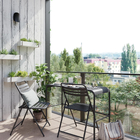 Conjunto para Jardim Aparador com 2 Cadeiras Dobráveis Aço Cinza Café II Naterial