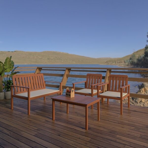 Conjunto Para Jardim Com Mesa Lateral, 2 Poltronas E Banco Em