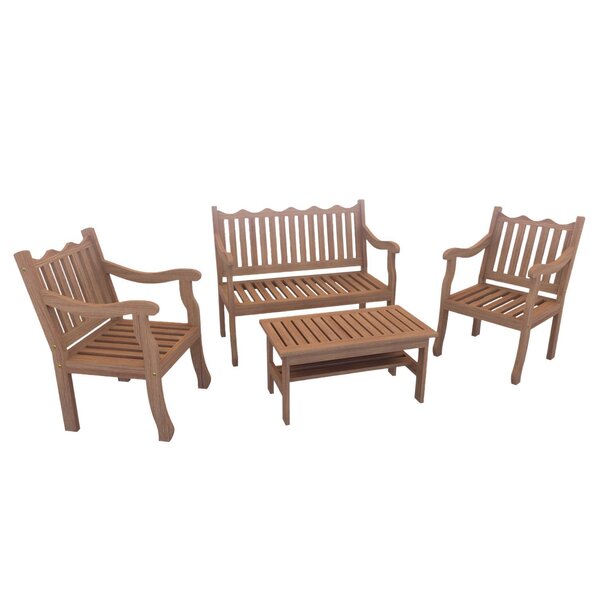 Conjunto Para Jardim Curvato De Madeira Eucalipto 4 Peças Est