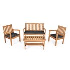 Conjunto Para Jardim De Madeira Eucalipto 4 Peças Estofado Na