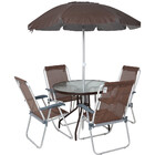 Conjunto Para Jardim Mesa Com Tampo De Vidro E 4 Cadeiras E O