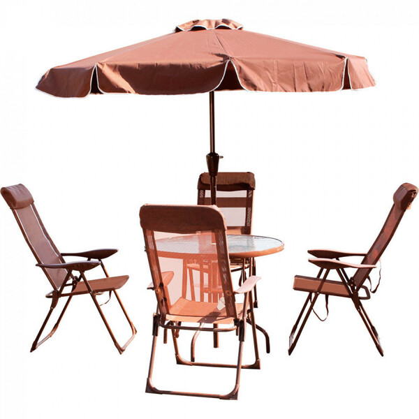 Conjunto Para Jardim Mônaco Mesa + 4 Cadeiras + Ombrelone 2m