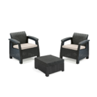 Conjunto para Jardim Plástico 3 peças Corfu Balcony Preto