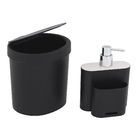 Conjunto para Pia de Cozinha 2 Peças Plástico Preto Basic&Flat Coza