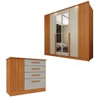 Conjunto Para Quarto 1 Guarda Roupa 6 Portas Com Espelho 1 Cô